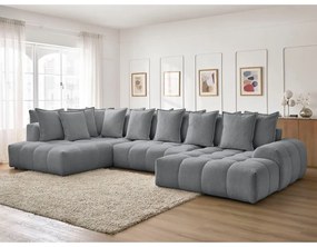 Colțar gri închis extensibil/cu spațiu de depozitare cu tapițerie din chenille (cu colț pe partea stângă/în formă de "U") Everest – Bobochic Paris