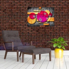 Tablou abstract cu simboluri istorice (70x50 cm)