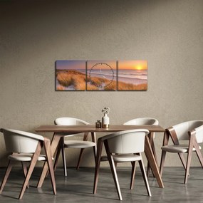 Tablou - Plajă la apus de soare (cu ceas) (90x30 cm)