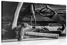 Tablou accesorii pentru dulgherie în design alb-negru