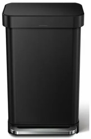 Simplehuman Coș de gunoi dreptunghiular cu pedalăși buzunar pentru saci de 45 l, negru