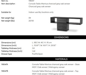 Consola LUX design modern Mantua, gri carbune