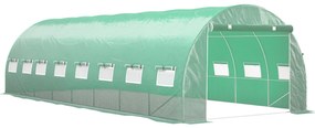 Outsunny Seră de grădină tunel 24m² 8L x 3l x 2H m - 16 ferestre, Ușă înfășurabilă oțel galvanizat, folie PE, Verde | Aosom Romania