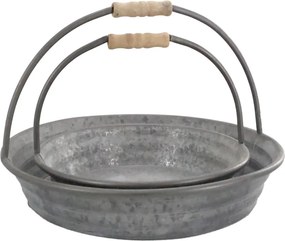 Set 2 tăvi din zinc antichizat cu mânere