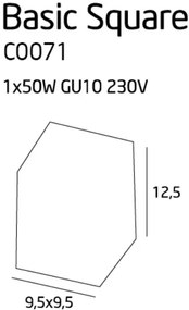 Plafonier, Spot aplicat negru, dim.9,5x9,5cm, BASIC SQUARE C0071 MX