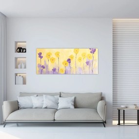 Tablou - Flori mov și galbene (120x50 cm)