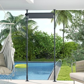 Outsunny Stor manual retractabil pe picior lungime reglabilă manivelă instalare fără găurire metal aluminiu poliester gri închis | Aosom Romania