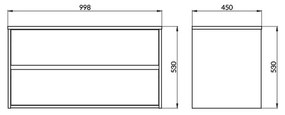 Dulap baie suspendat Cersanit Crea 100 cm pentru lavoar pe blat, gri Gri, 1000x450 mm