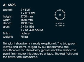 Lampa iluminat exterior design capsuna uriasa, inaltime 275cm, Giant Strawberry