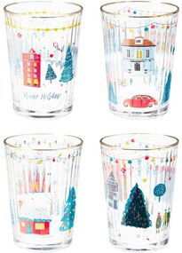Set de 4 pahare de Crăciun Xmas House 500 ml