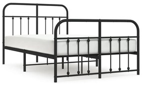352594 vidaXL Cadru pat metalic cu tăblie de cap/picioare, negru, 120x200 cm