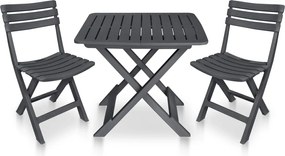 vidaXL Set mobilier de bistro pliabil, 3 piese, antracit, plastic