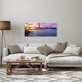 Tablou cu pod și apus de soare (120x50 cm)
