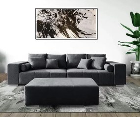 Canapea extensibilă dumonde cu ladă de depozitare si sezut confortabil din spuma high-density, Marbela Enjoy Graphite XXL 295x100 cm cu taburet inclus