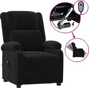 vidaXL Fotoliu rabatabil electric, negru, catifea