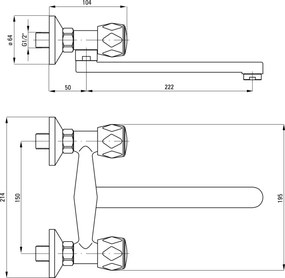Teno Baterie pentru bucătărie, montare pe perete Finisaj: Crom BON_080D