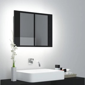 Dulap de baie oglinda LED, negru extralucios, 60x12x45 cm negru foarte lucios
