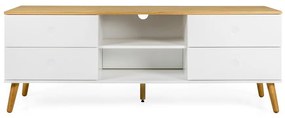 Masă TV cu detalii în decor de stejar Tenzo Dot, lățime 162 cm, alb