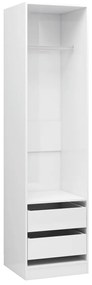 800618 vidaXL Șifonier cu sertare, alb extralucios, 50x50x200 cm, PAL