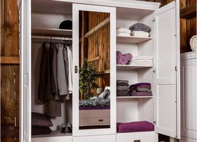 Dulap lemn masiv alb Florence, 193 × 62 × 218 cm