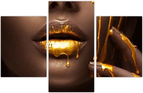 Tablou - Femeie cu buze aurii (90x60 cm)