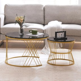 Set modern de măsuțe nesting, 2 piese, 70x70x45 cm/45x45x40 cm, Negru