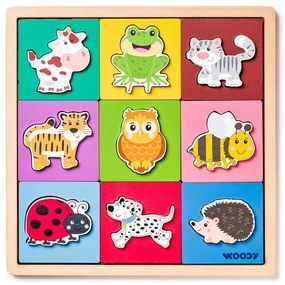 Puzzle cu animale Woody, forme-culori