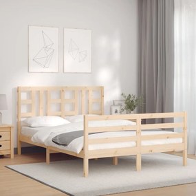 3193901 vidaXL Cadru de pat cu tăblie, 140x190 cm, lemn masiv