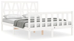 3192462 vidaXL Cadru de pat cu tăblie dublu mic, lemn masiv