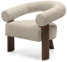 Fotoliu design bej KOKEI ALIA, decor nuc