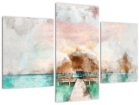 Tablou - Maldive, debarcader din lemn (90x60 cm)