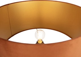 Vloerlamp hout met kap oranje een gouden binnenkant 50cm - Tripod Classic