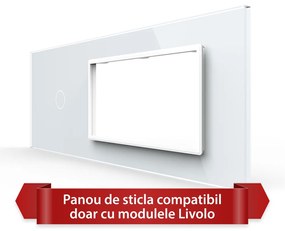 Panou Intrerupator Simplu cu 2 Prize LIVOLO din Sticla, Standard Italian – 6/7M