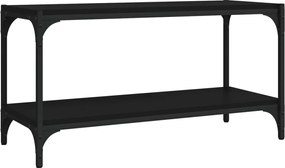 vidaXL Comodă TV, negru, 80x33x41 cm, lemn prelucrat și oțel