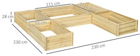 Outsunny Set 5 Jardiniere Modulare de Exterior din Lemn de Brad, pentru Grădinărit și Decor, Natural | Aosom Romania