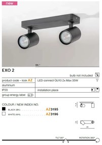 Plafoniera cu 2 spoturi directionabile de tavan/plafon EXO 2 alba ZZ AZ3196