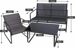 Set de grădină Astoria, set 4 piese cu structură din oțel, g