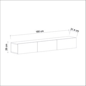 Comoda TV, Hanah Home, Terra, 180x26x31.4 cm, Alb