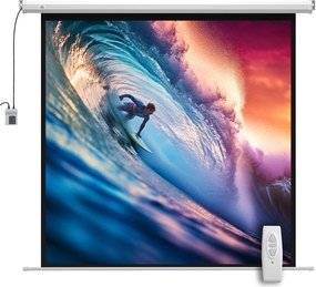 HOMCOM Ecran Proiecție de 85 inch 1:1 cu Telecomandă, Pânză de Proiector Rulantă, 176,5x8x176,5 cm, Alb | Aosom Romania