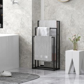 HOMCOM Suport pentru Prosoape de Podea cu 3 Brate Autoportant din Oțel, 45x21.5x85 cm | Aosom Romania