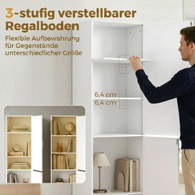 HOMCOM Bibliotecă Înaltă 180 cm, Raft Modern cu 5 Niveluri Reglabile, Mobilier Independent pentru Living, Dormitor, Birou, Alb | Aosom Romania