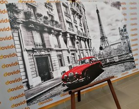 Tablou mașina roșie retro în Paris