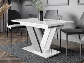 Masă sufragerie extensibilă Granger (lucios Alb + beton) (pentru 2-6 persoane). 1105380