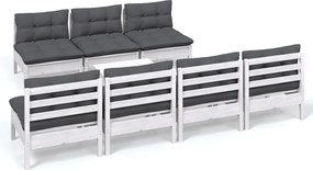 vidaXL Set mobilier de grădină cu perne antracit, 8 piese, lemn de pin