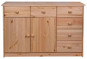 Servanta cu 6 sertare, 113x35x73 cm, lemn masiv de pin 1, Maro