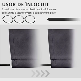 Outsunny Pânză de Schimb pentru Copertină Retractabilă Anti UV 30+, 3.47x2.9 m, Gri | Aosom Romania