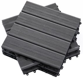 Outsunny, gresie exterior, set de 11 placi, 30x30x2.2 cm, gri | Aosom Ro