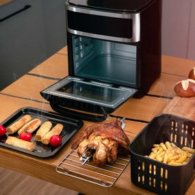 Resigilat: Friteuza cu aer fara ulei Air Fryer First Austria FA-5053-5, 1700W, 13 litri, 8 programe, Timer, Inox/negru