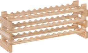 HOMCOM Suport pentru 36 sticle, etajeră pentru vin cu 3 niveluri modulare, 114×28×42,5cm, lemn natural | Aosom Romania