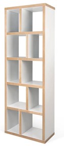 Bibliotecă TemaHome Berlin 570, decor lemn, detalii albe